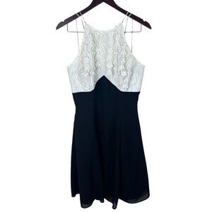 Scott McClintock High Neck Floral Lace Dress In Black & White Women’s Sz 10 VTG